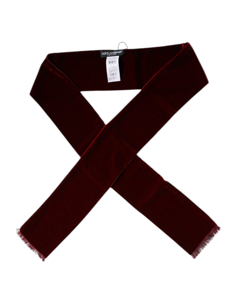 Bordeaux Cotton Silk Fringe Shawl Wrap Scarf-Dolce & Gabbana-LabelTerrace.com