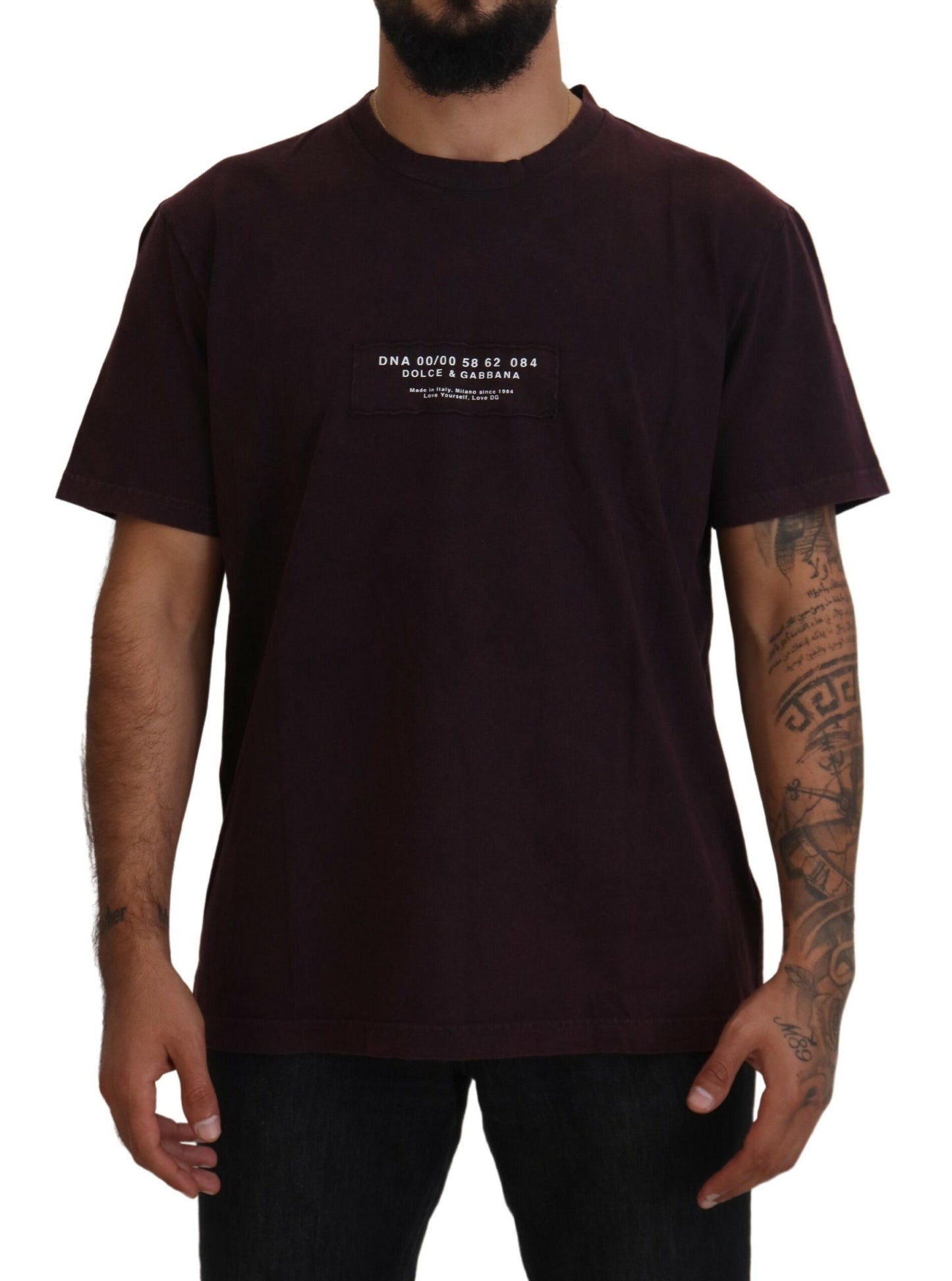 Bordeaux Crewneck Short Sleeve T-shirt-Dolce & Gabbana-LabelTerrace.com