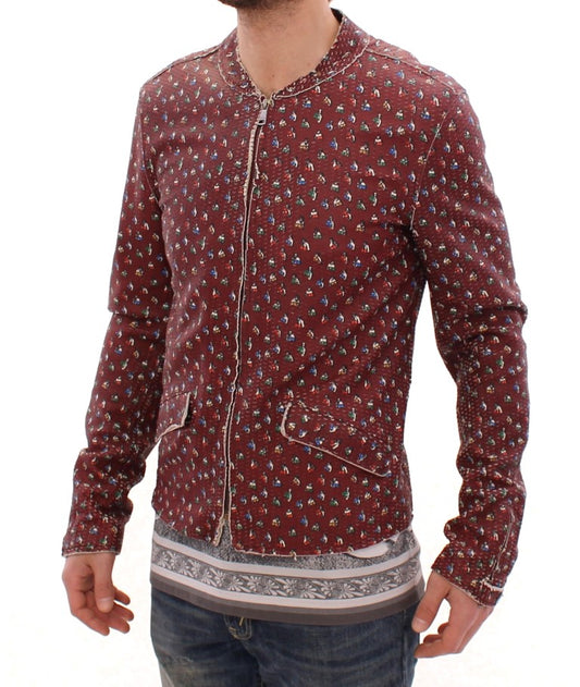 Bordeaux Leather Boxer Print Jacket Coat-Dolce & Gabbana-LabelTerrace.com
