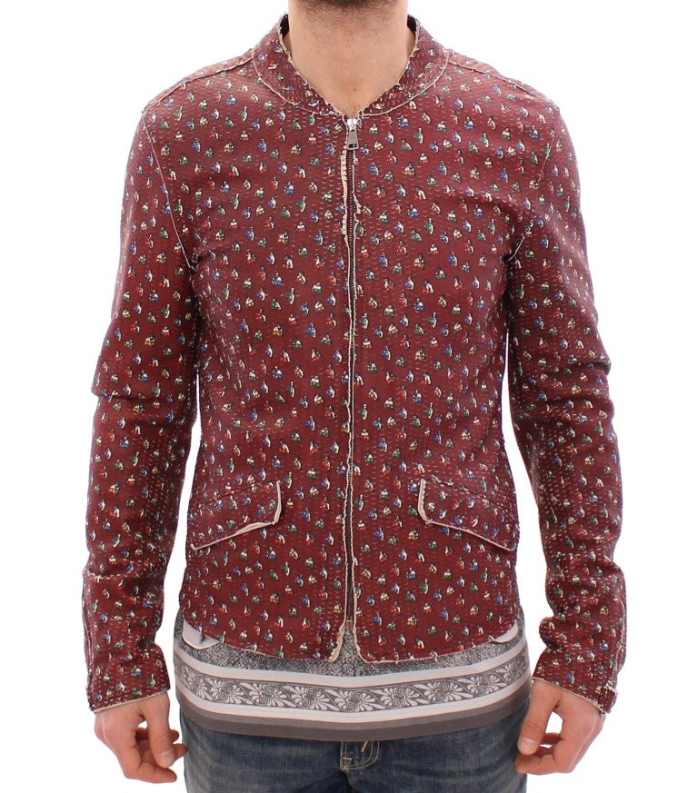 Bordeaux Leather Boxer Print Jacket Coat-Dolce & Gabbana-LabelTerrace.com