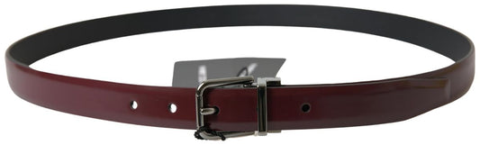 Bordeaux Leather Silver Metal Buckle Belt-Dolce & Gabbana-LabelTerrace.com