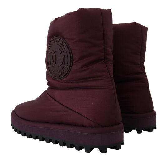 Bordeaux Nylon Boots Padded Mid Shoes-Dolce & Gabbana-LabelTerrace.com