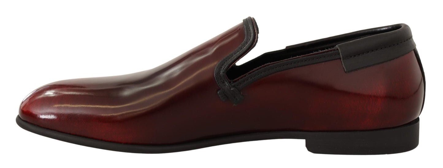 Bordeaux Patent Leather Dress Loafers Shoes-Dolce & Gabbana-LabelTerrace.com