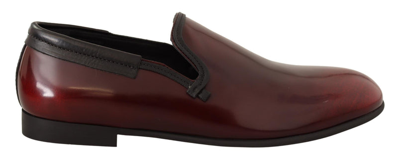 Bordeaux Patent Leather Dress Loafers Shoes-Dolce & Gabbana-LabelTerrace.com