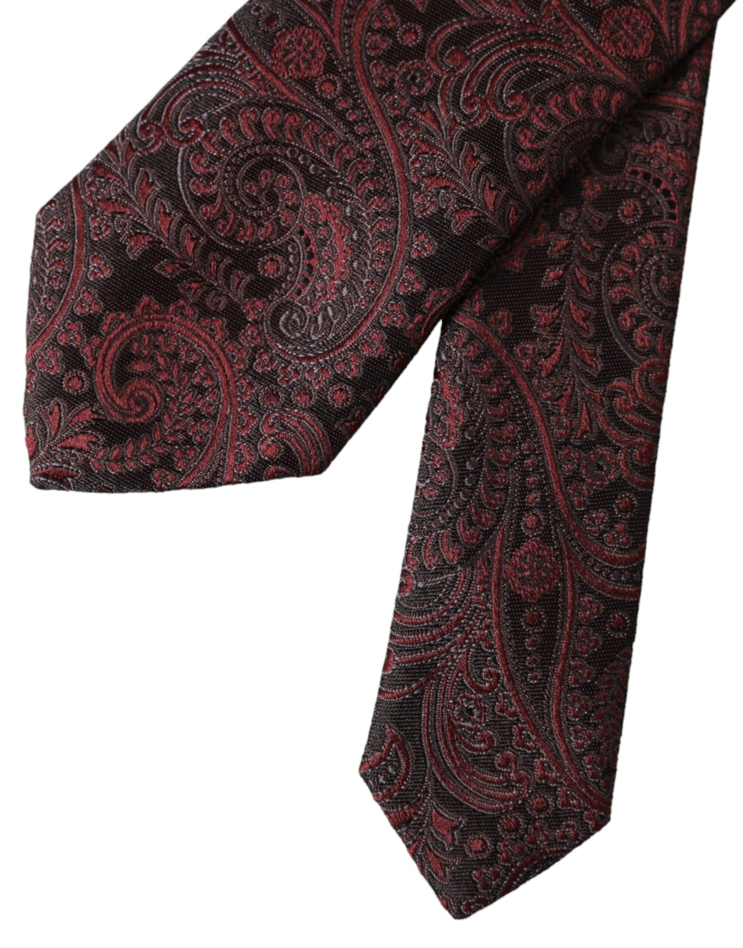 Bordeaux Patterned Silk Adjustable Men Tie-Dolce & Gabbana-LabelTerrace.com