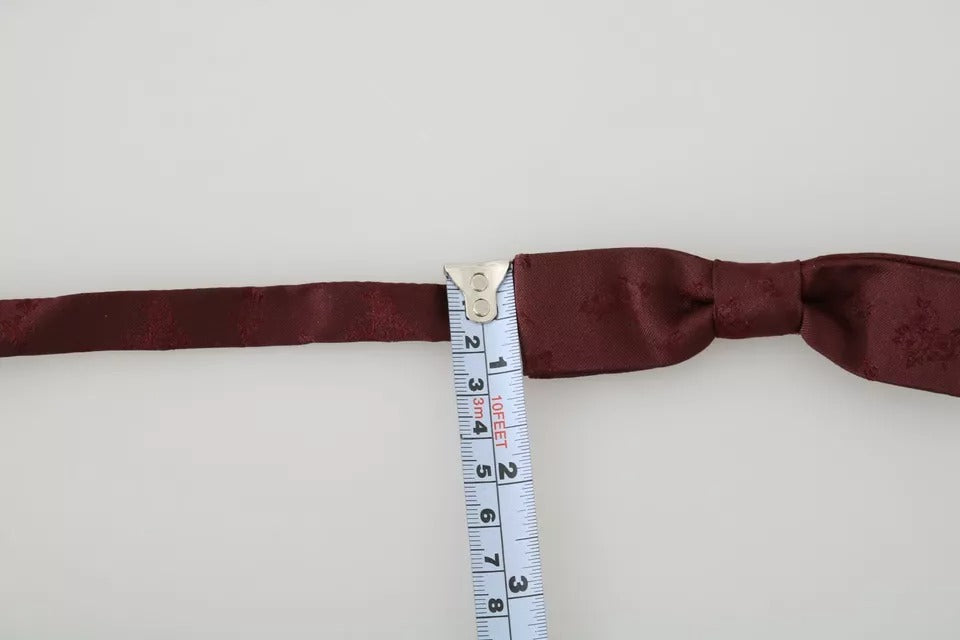 Bordeaux Silk Floral Faille Adjustable Bow Tie-Dolce & Gabbana-LabelTerrace.com