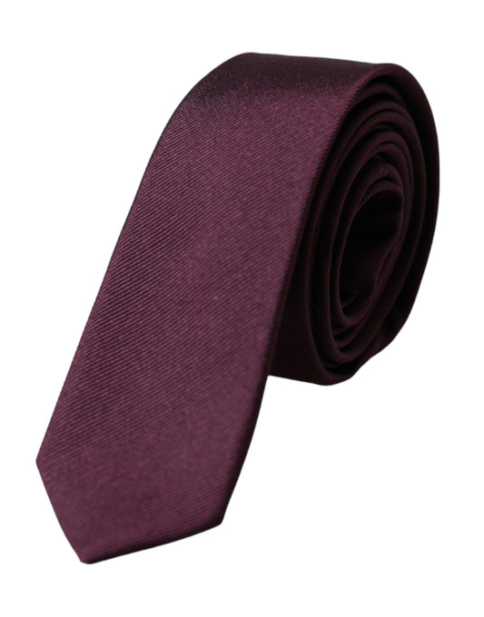 Bordeaux Solid 100% Silk Adjustable Men Tie-Dolce & Gabbana-LabelTerrace.com