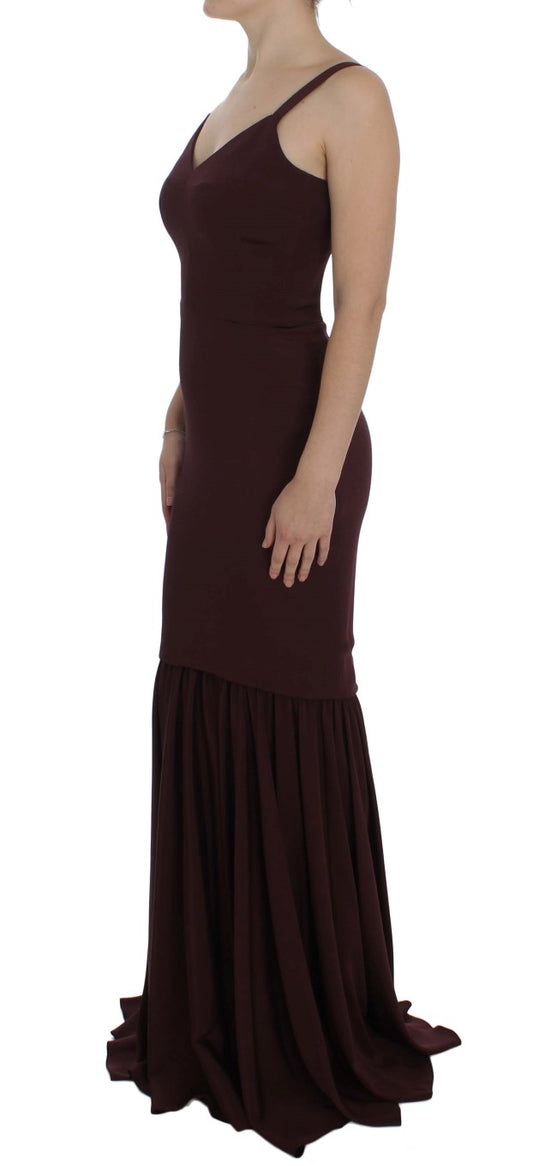 Bordeaux Stretch Full Length Sheath Dress-Dolce & Gabbana-LabelTerrace.com