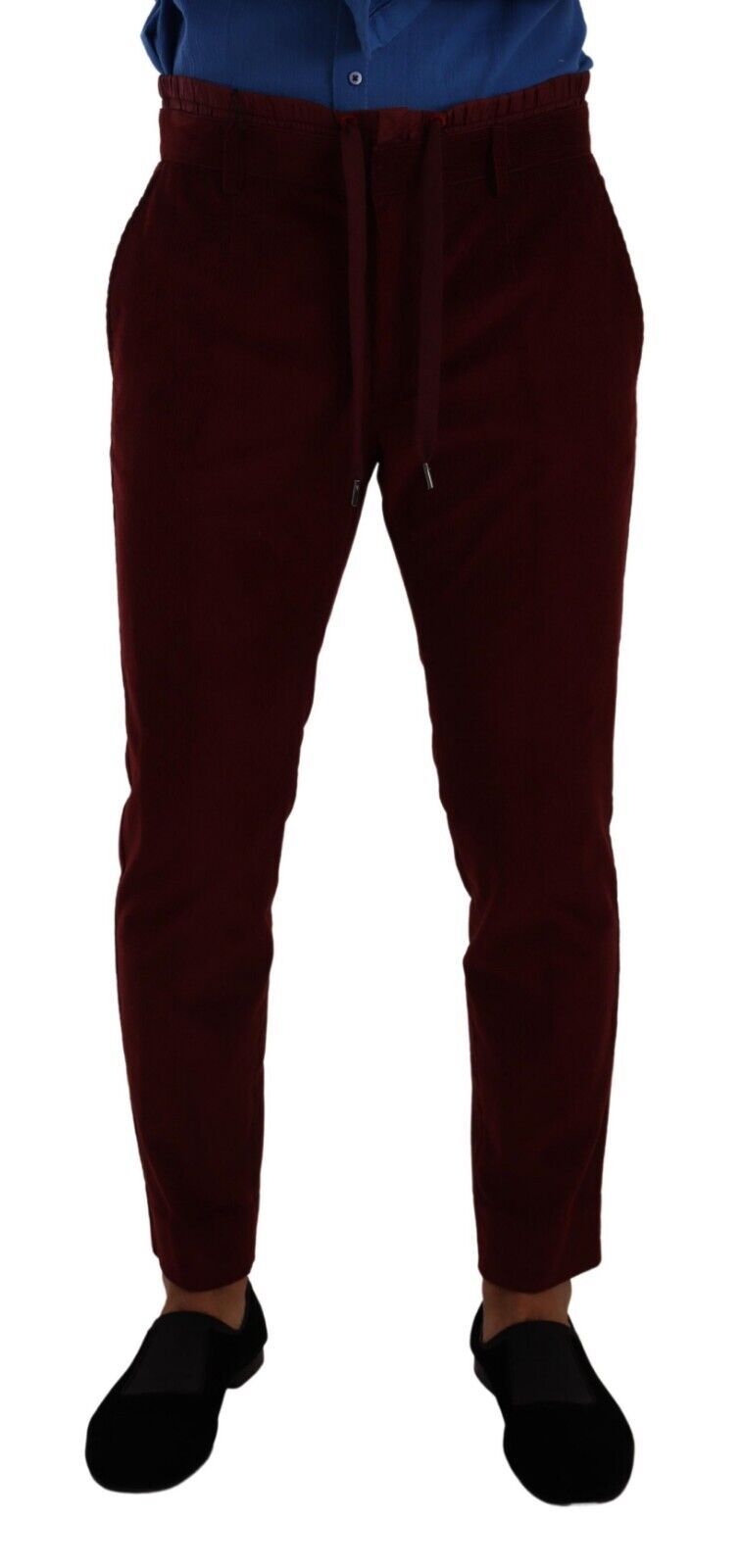 Bordeaux Velvet Mens Formal Trouser Dress Pants-Dolce & Gabbana-LabelTerrace.com
