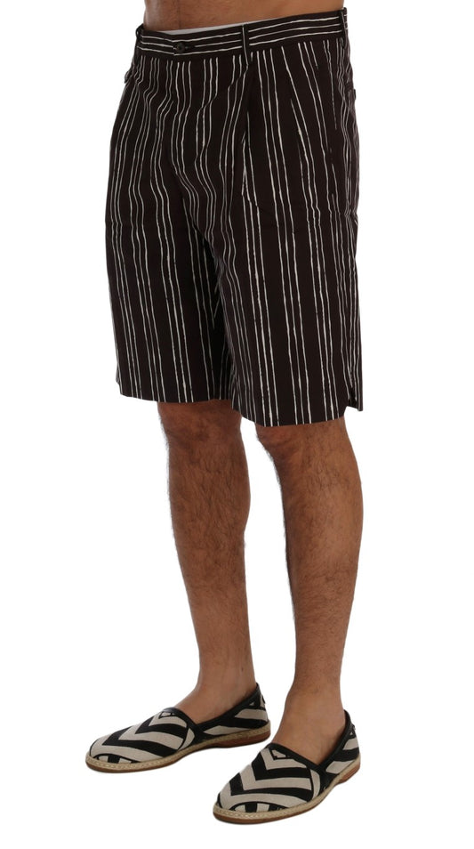 Bordeaux White Striped Hemp Casual Shorts-Dolce & Gabbana-LabelTerrace.com