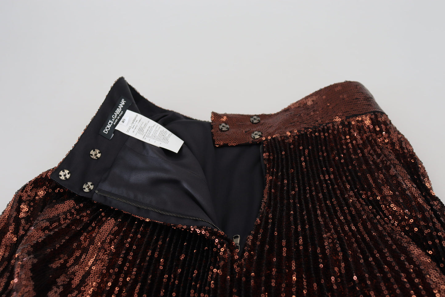 Bronze Sequined High Waist A-line Maxi Skirt-Dolce & Gabbana-LabelTerrace.com