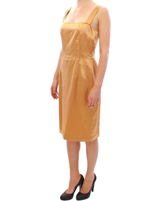 Bronze silk sheath dress-Dolce & Gabbana-LabelTerrace.com