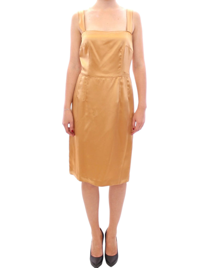 Bronze silk sheath dress-Dolce & Gabbana-LabelTerrace.com
