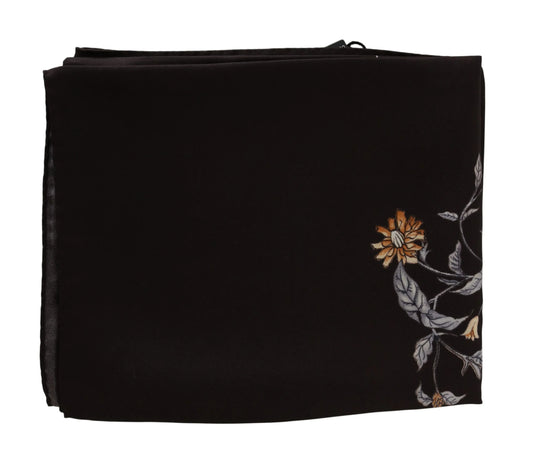 Brown 100% Silk Bird Print Wrap 80cm X 102cm RRP Scarf-Dolce & Gabbana-LabelTerrace.com