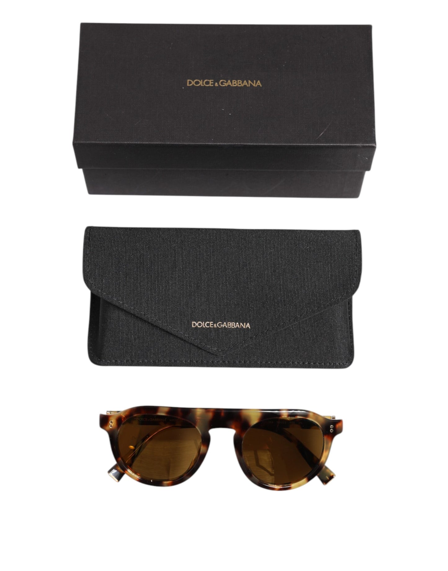 Brown Acetate Round Leopard Print Eyewear Sunglasses-Dolce & Gabbana-LabelTerrace.com