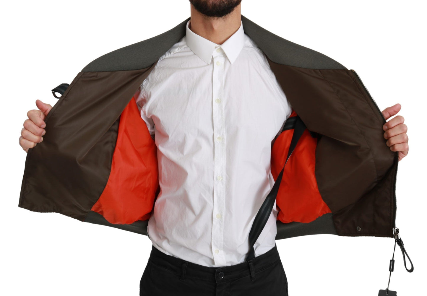 Brown Beaded Crown Skull Logo Jacket-Dolce & Gabbana-LabelTerrace.com