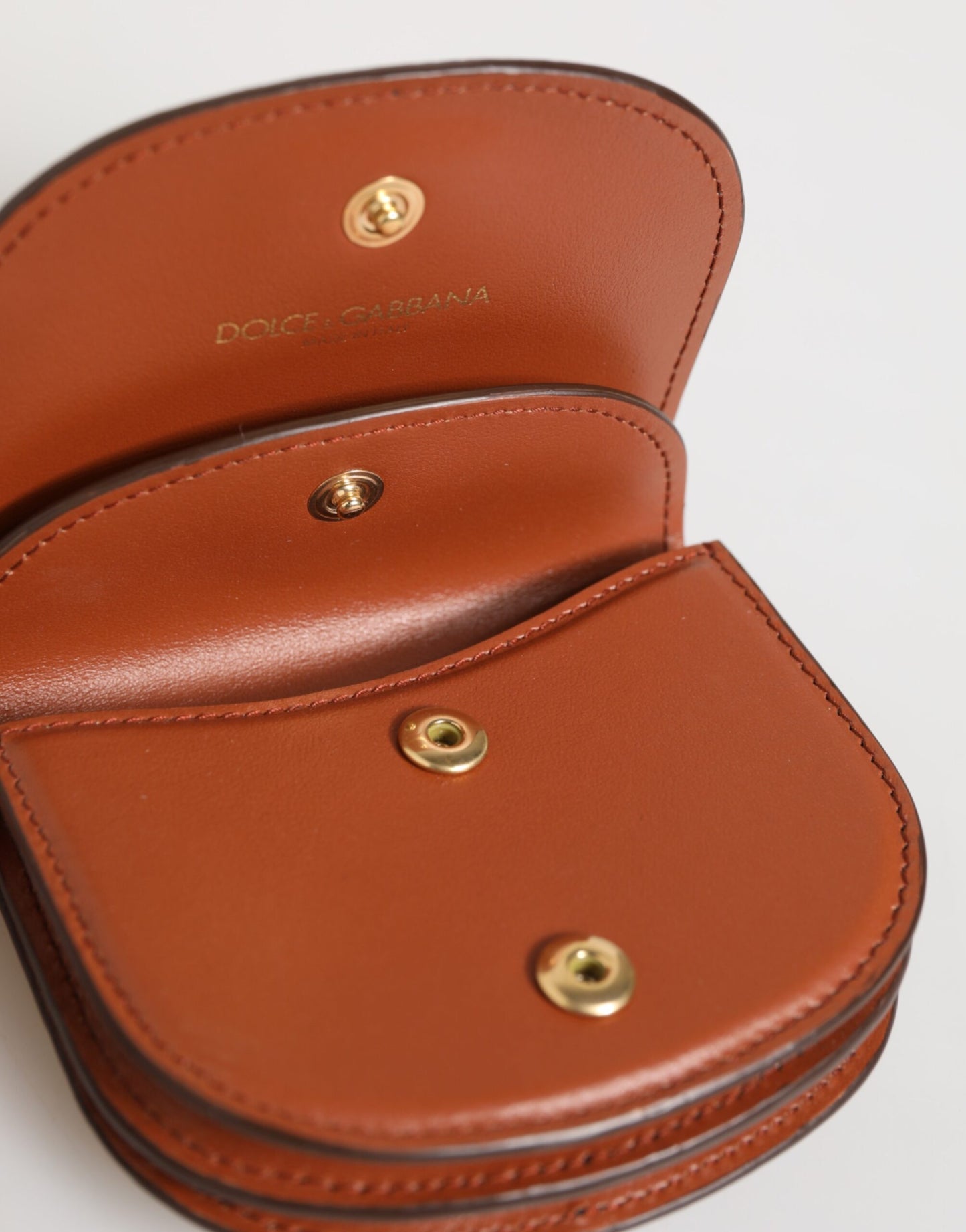 Brown Black Calf Leather Leopard Print Logo Plaque Wallet-Dolce & Gabbana-LabelTerrace.com