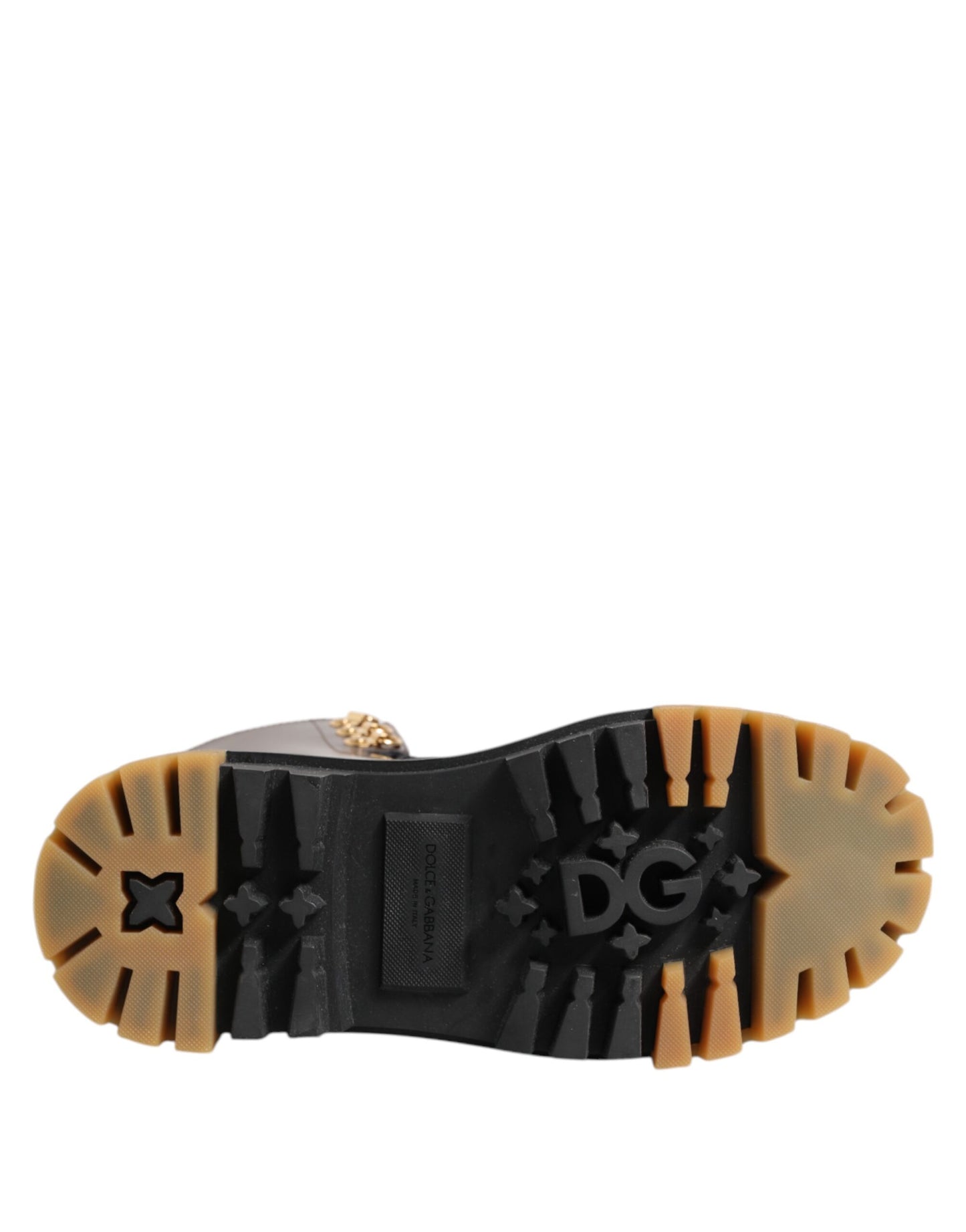 Brown Black Leather Boots Zipper Lace Up Shoes-Dolce & Gabbana-LabelTerrace.com