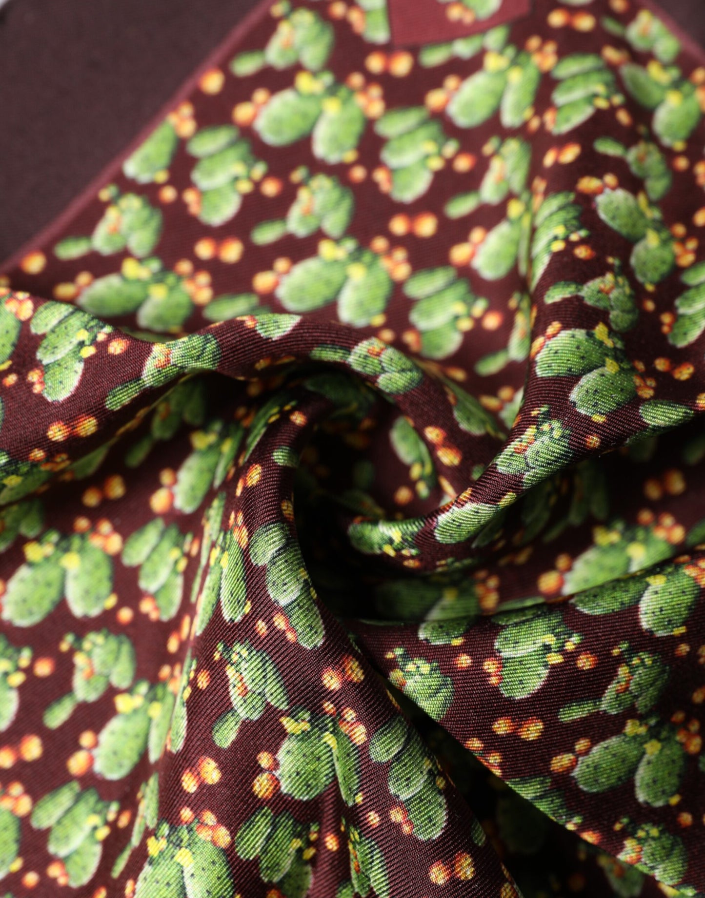 Brown Cactus Print Square Handkerchief Scarf