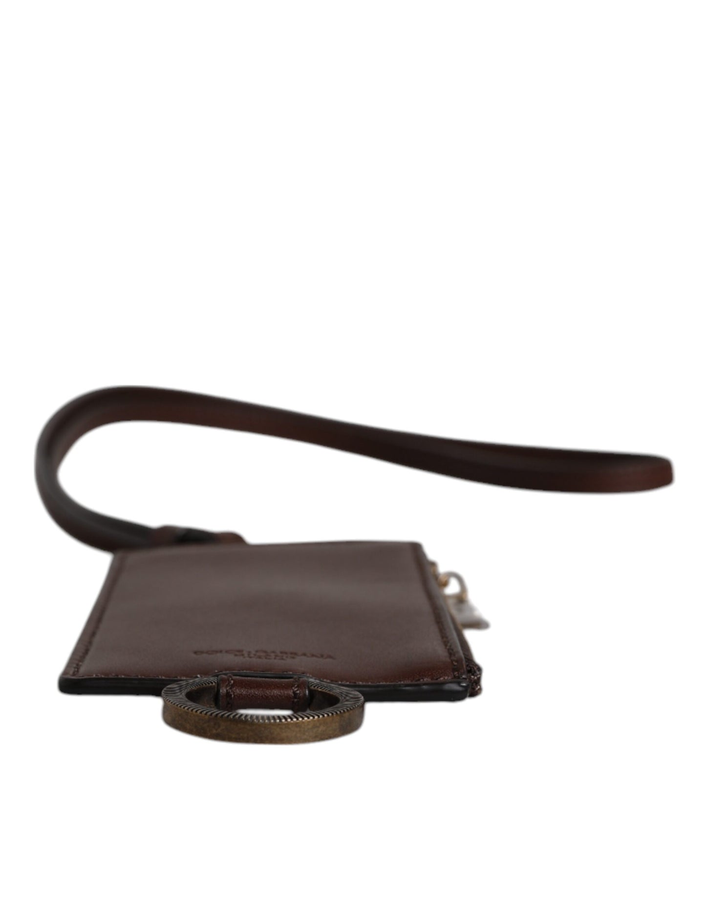 Brown Calf Leather Lanyard Logo Card Holder Wallet-Dolce & Gabbana-LabelTerrace.com