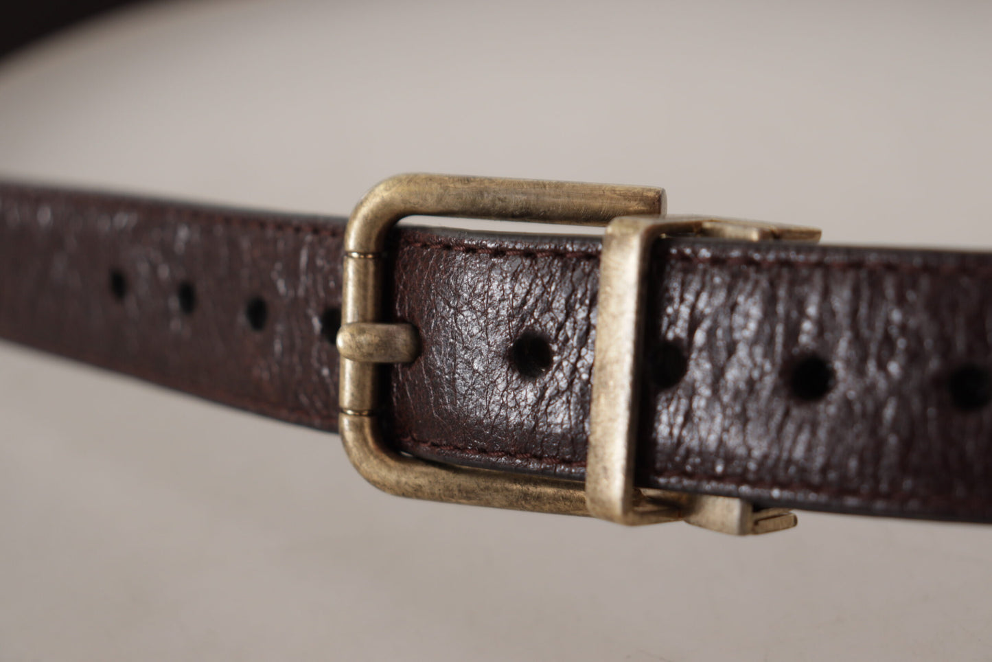 Brown Calf Leather Vintage Logo Metal Buckle Belt-Dolce & Gabbana-LabelTerrace.com