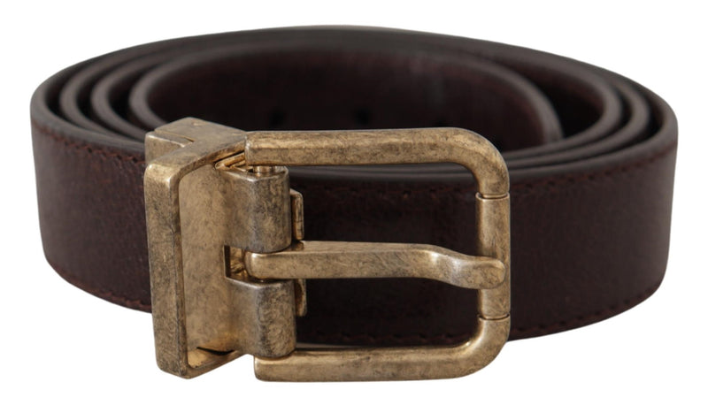 Brown Calf Leather Vintage Logo Metal Buckle Belt-Dolce & Gabbana-LabelTerrace.com