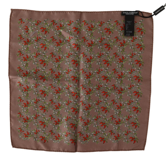 Brown Carrots Print Silk Handkerchief-Dolce & Gabbana-LabelTerrace.com