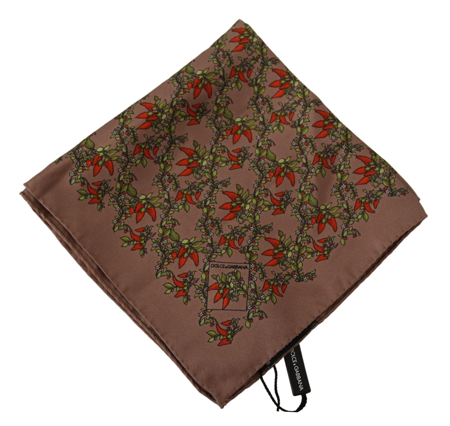 Brown Carrots Print Silk Handkerchief-Dolce & Gabbana-LabelTerrace.com