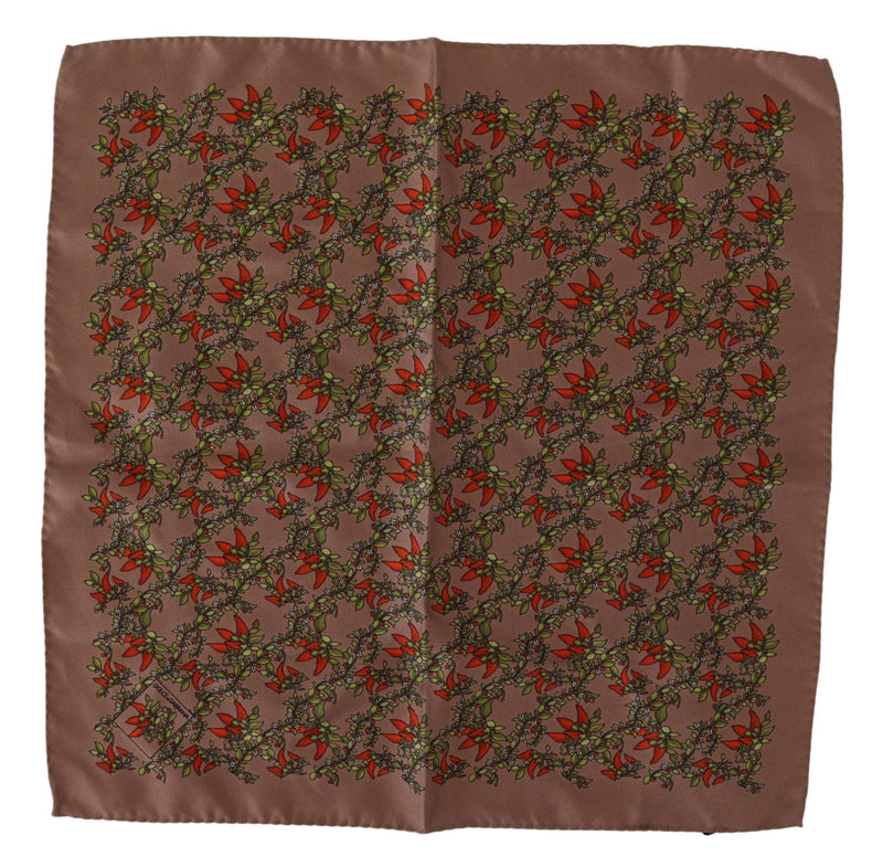 Brown Carrots Print Silk Handkerchief-Dolce & Gabbana-LabelTerrace.com