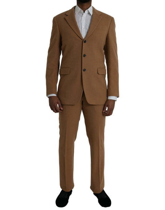 Brown Cashmere 2 Piece Single Breasted Suit-Prada-LabelTerrace.com