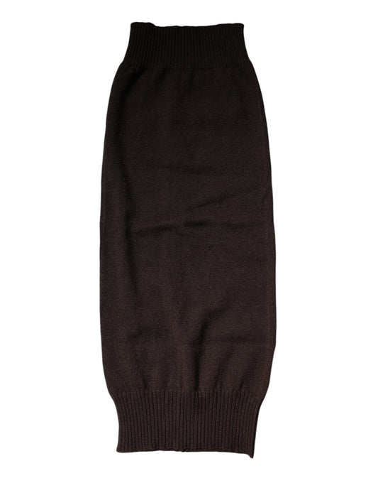 Brown Cashmere Knitted Neck Warmer Foulard Scarf-Dolce & Gabbana-LabelTerrace.com