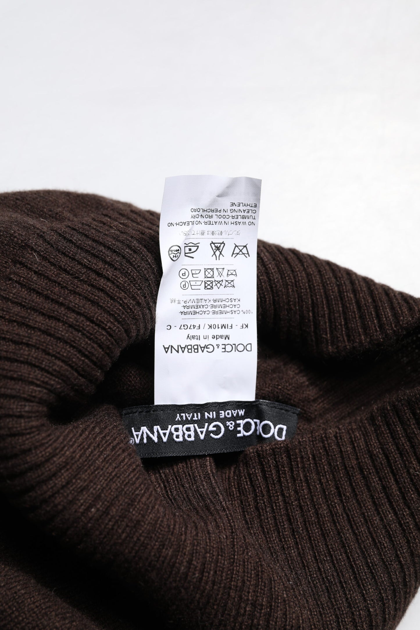 Brown Cashmere Knitted Neck Warmer Foulard Scarf-Dolce & Gabbana-LabelTerrace.com
