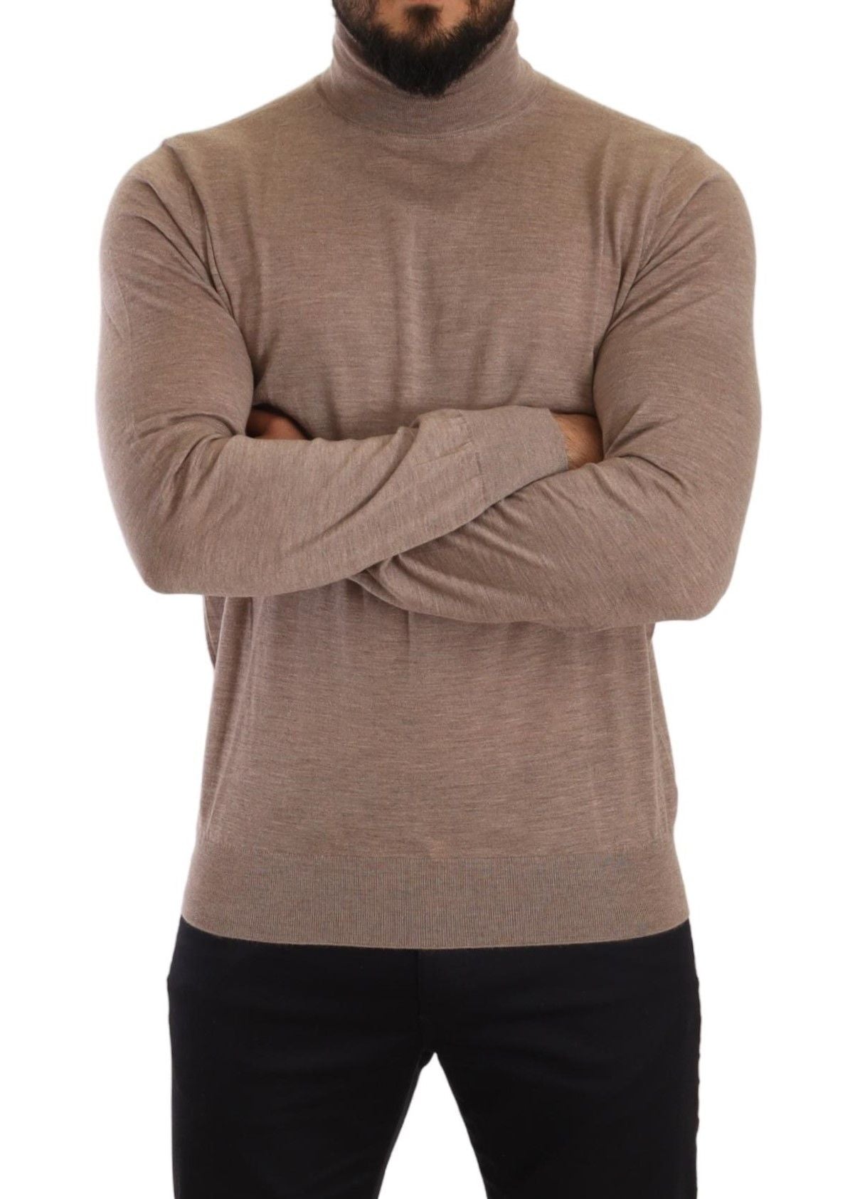 Brown Cashmere Turtleneck Pullover Sweater-Dolce & Gabbana-LabelTerrace.com