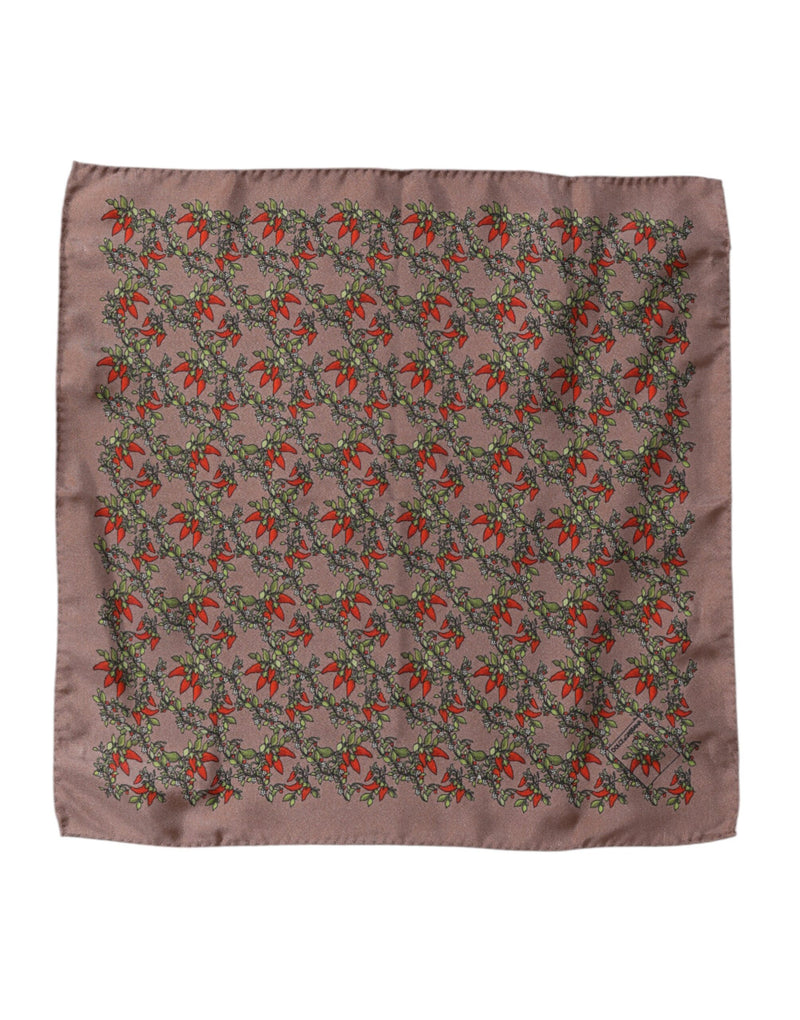 Brown Chilis Silk Square Men Foulard Scarf-Dolce & Gabbana-LabelTerrace.com