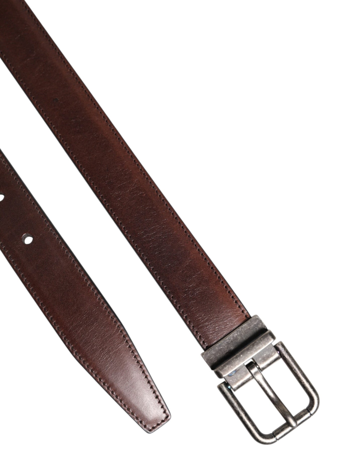 Brown Classic Calf Leather Metal Buckle Belt-Dolce & Gabbana-LabelTerrace.com