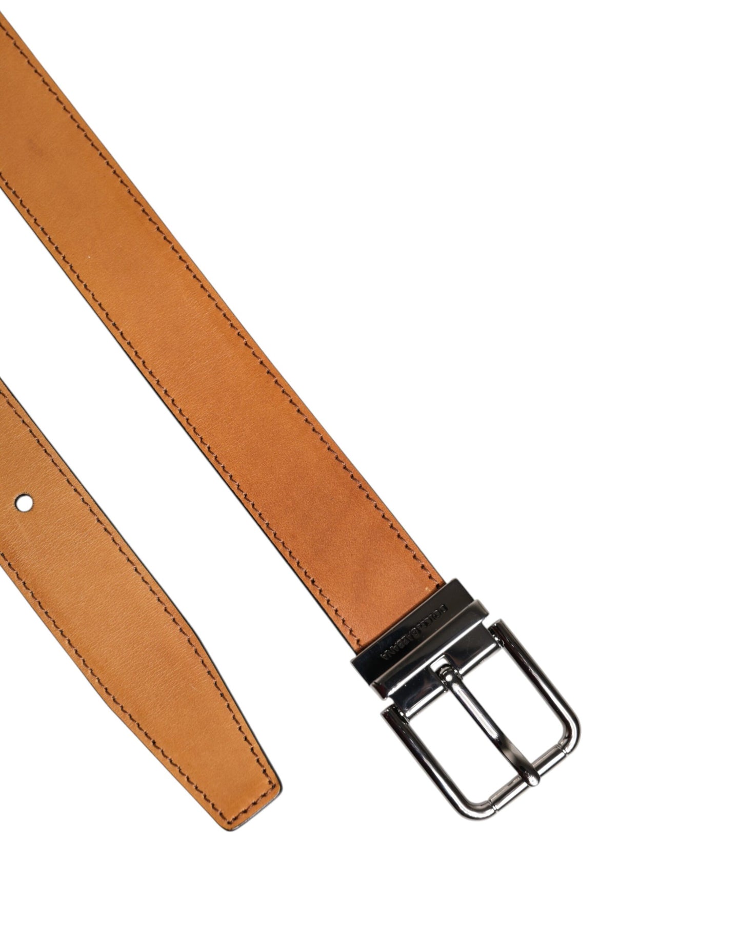 Brown Classic Calf Leather Silver Buckle Belt-Dolce & Gabbana-LabelTerrace.com