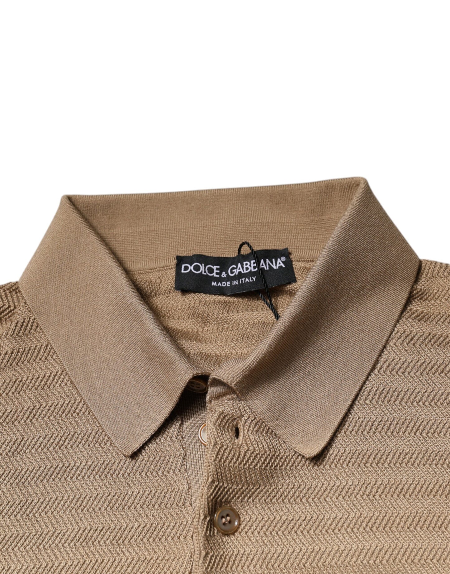 Brown Collared Short Sleeves Polo T-shirt-Dolce & Gabbana-LabelTerrace.com