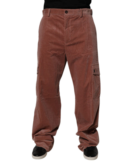 Brown Corduroy Cotton Cargo Men Denim Jeans-Dolce & Gabbana-LabelTerrace.com