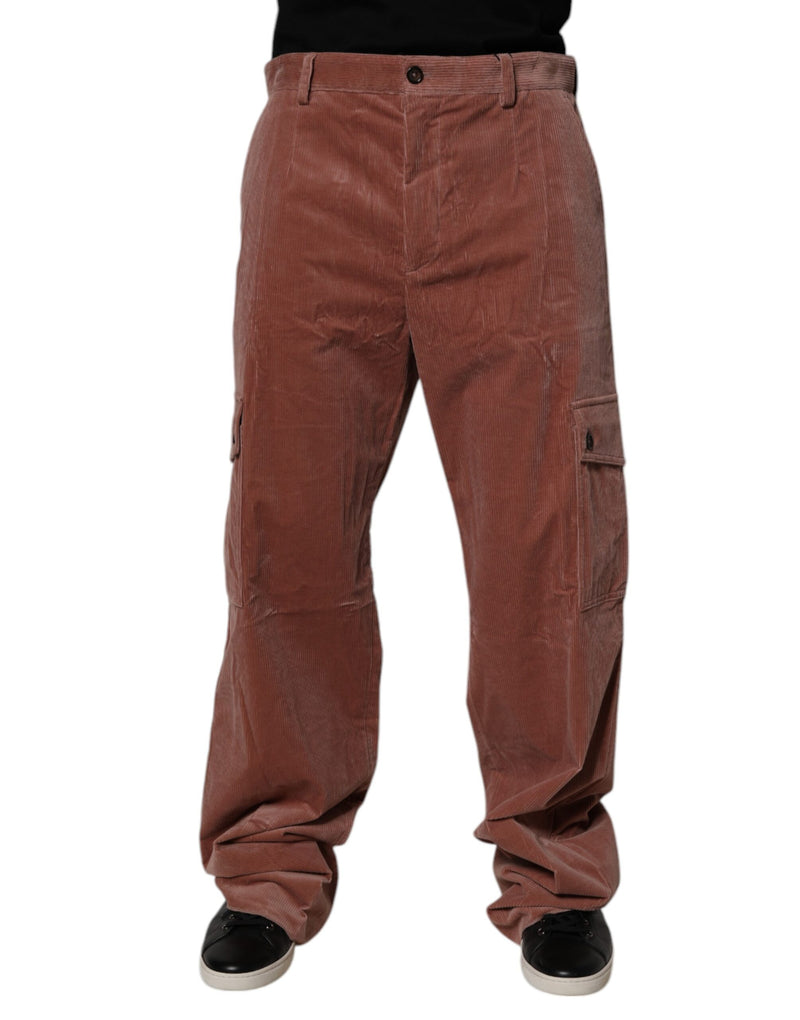 Brown Corduroy Cotton Cargo Men Denim Jeans-Dolce & Gabbana-LabelTerrace.com