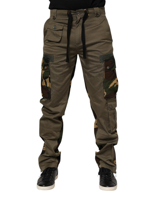 Brown Cotton Camouflage Cargo Pants-Dolce & Gabbana-LabelTerrace.com