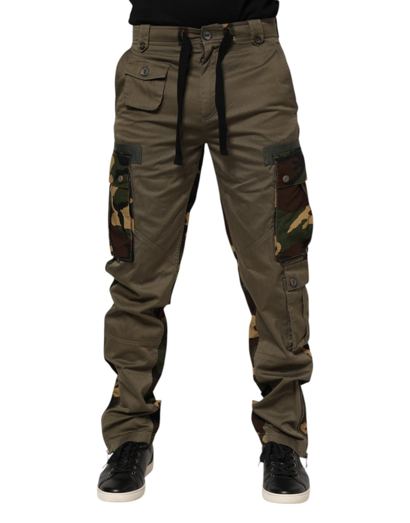 Brown Cotton Camouflage Cargo Pants-Dolce & Gabbana-LabelTerrace.com