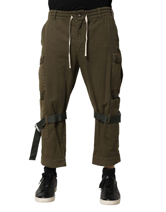 Brown Cotton Cargo Drawstring Pants-Dolce & Gabbana-LabelTerrace.com
