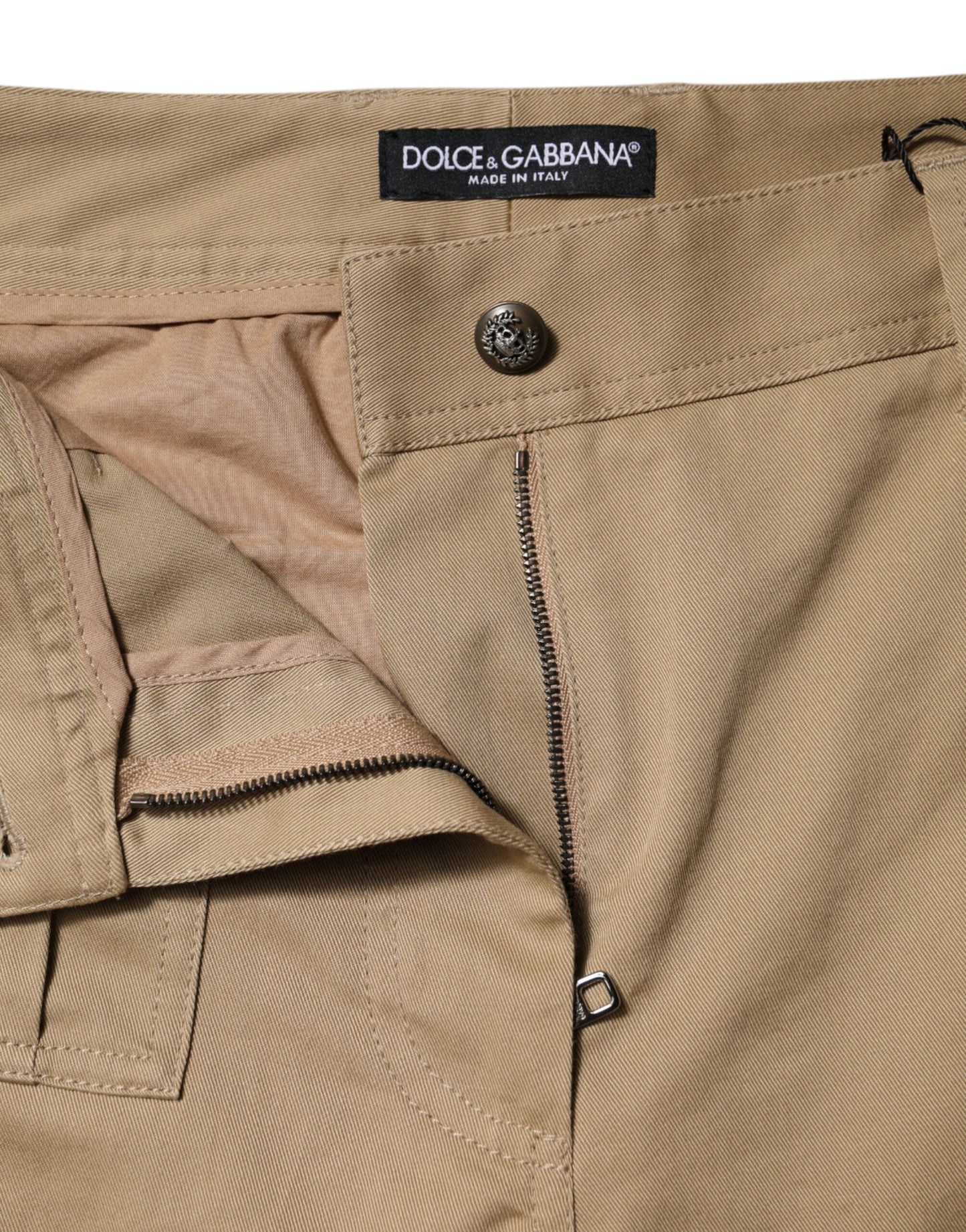 Brown Cotton Cargo Tapered Pants-Dolce & Gabbana-LabelTerrace.com