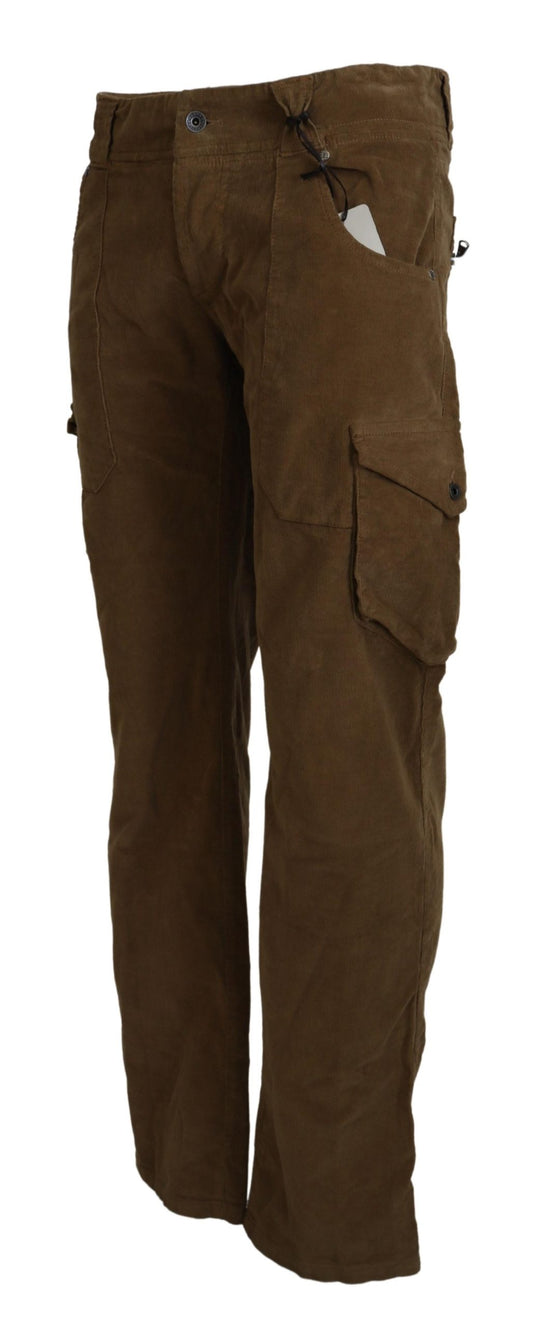 Brown Cotton Corduroy Cargo Pants-Ermanno Scervino-LabelTerrace.com