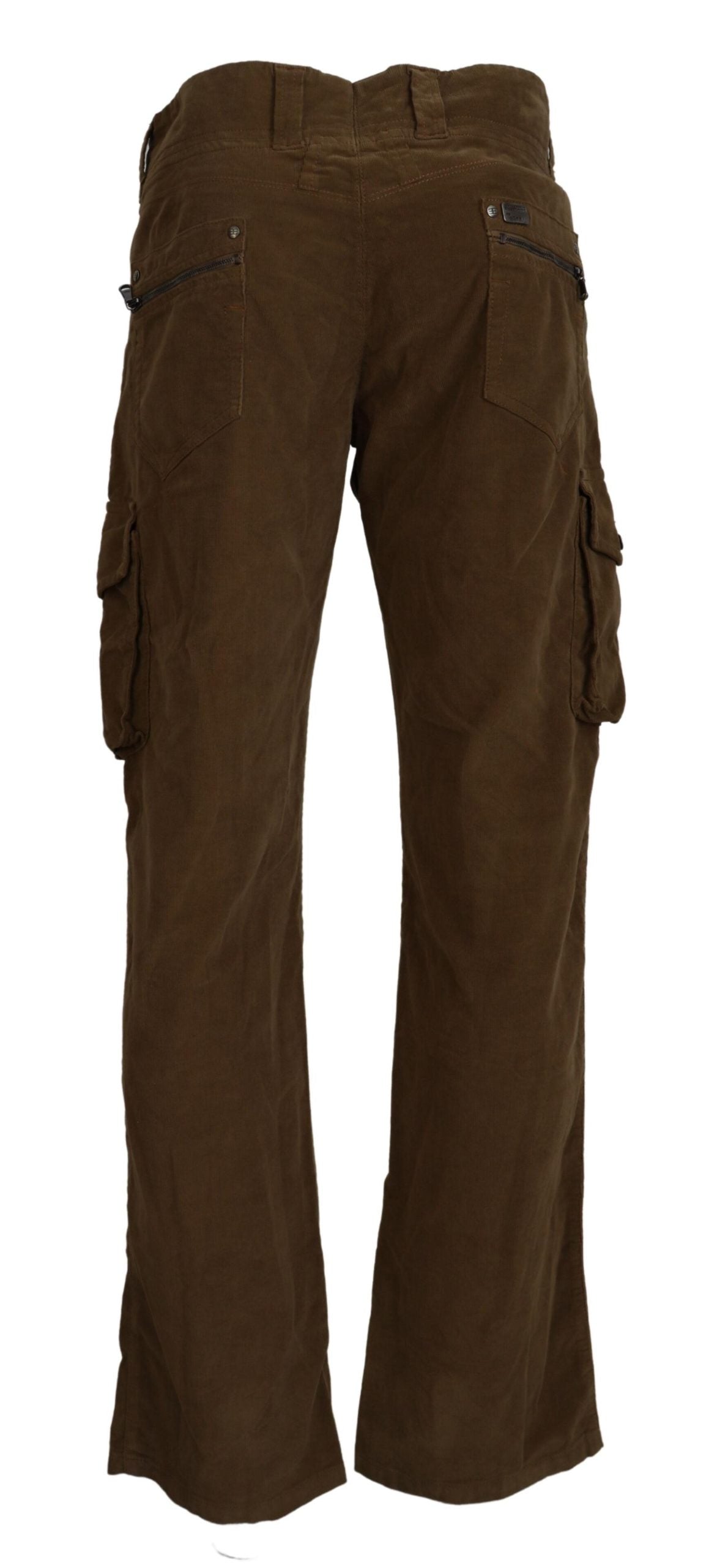 Brown Cotton Corduroy Cargo Pants-Ermanno Scervino-LabelTerrace.com