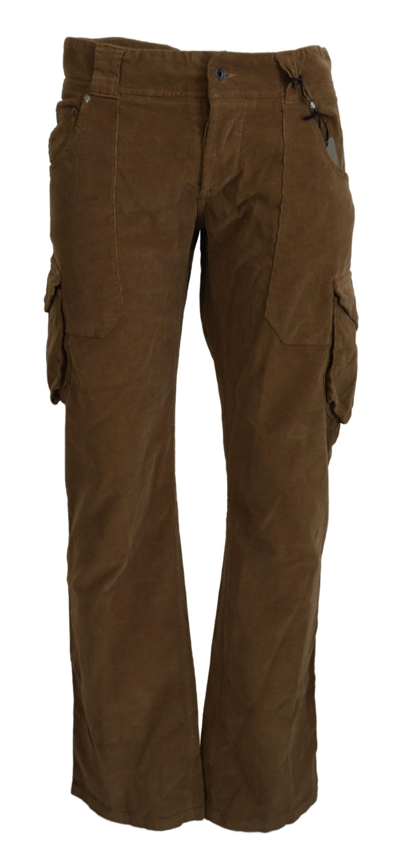Brown Cotton Corduroy Cargo Pants-Ermanno Scervino-LabelTerrace.com