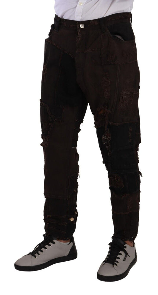Brown Cotton Distressed Regular Denim Jeans-Dolce & Gabbana-LabelTerrace.com