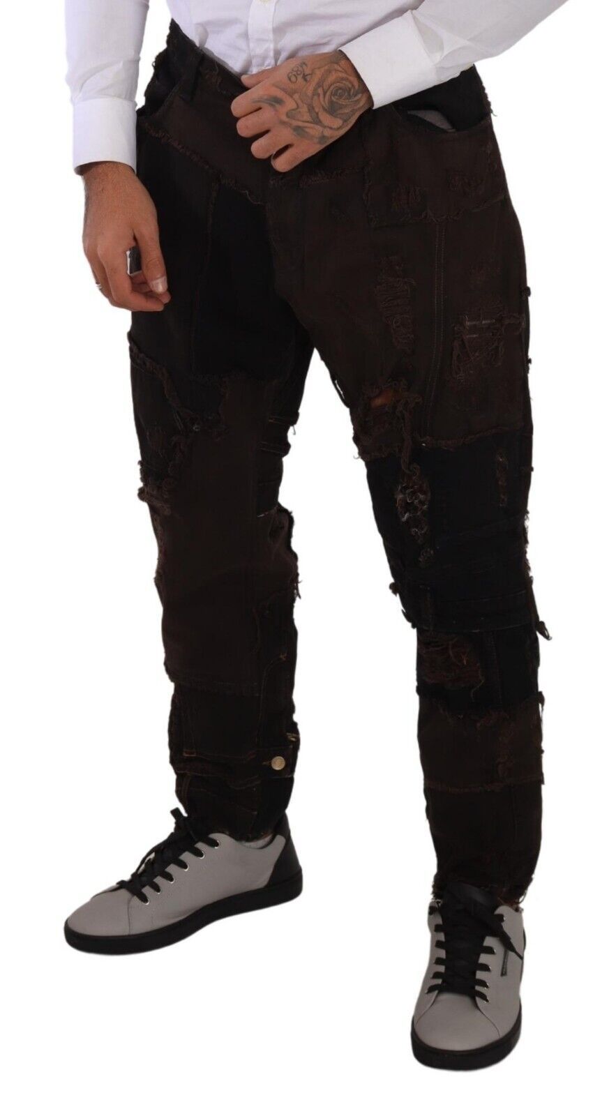 Brown Cotton Distressed Regular Denim Jeans-Dolce & Gabbana-LabelTerrace.com