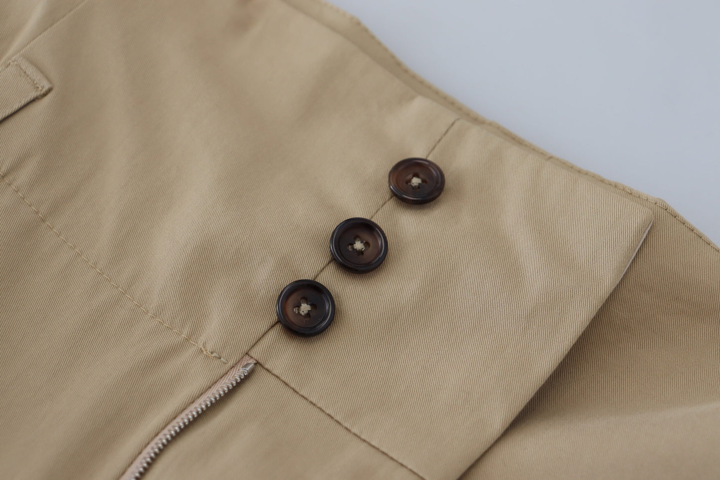 Brown Cotton High Waist Tapered Pants-Dolce & Gabbana-LabelTerrace.com