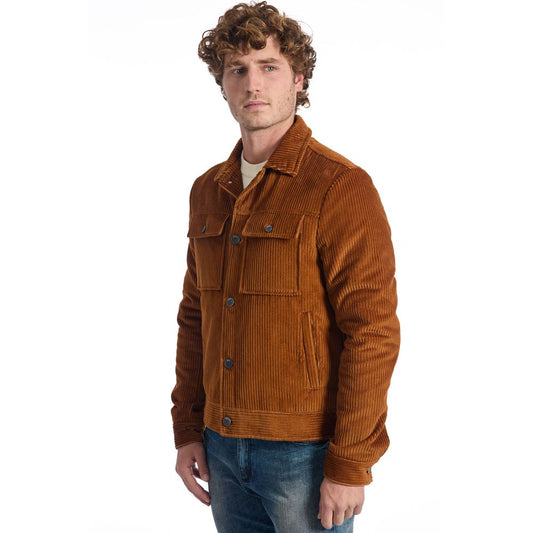 Brown Cotton Men Jacket-Roberto Pepe Luxury-LabelTerrace.com
